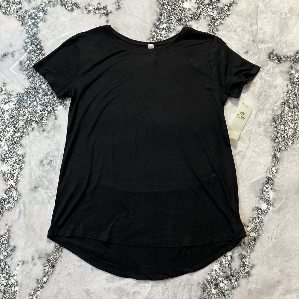 Mono B Shirt Womens Size Medium Black Short Sleeve Stretch‎ Lightweight